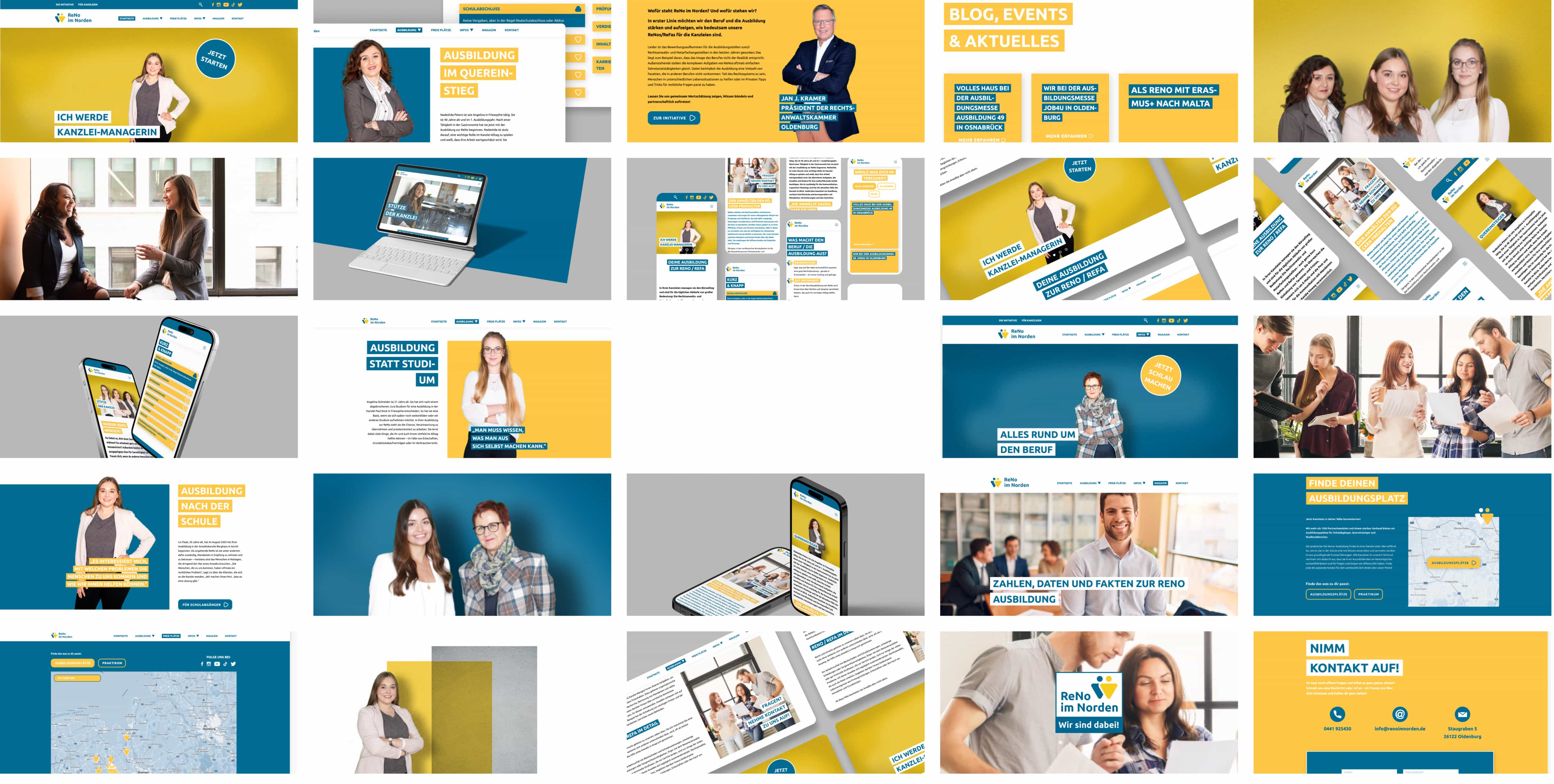 Diverse Screen des responsive Webdesigns für die Rechtsanwaltskammer aus Oldenburg