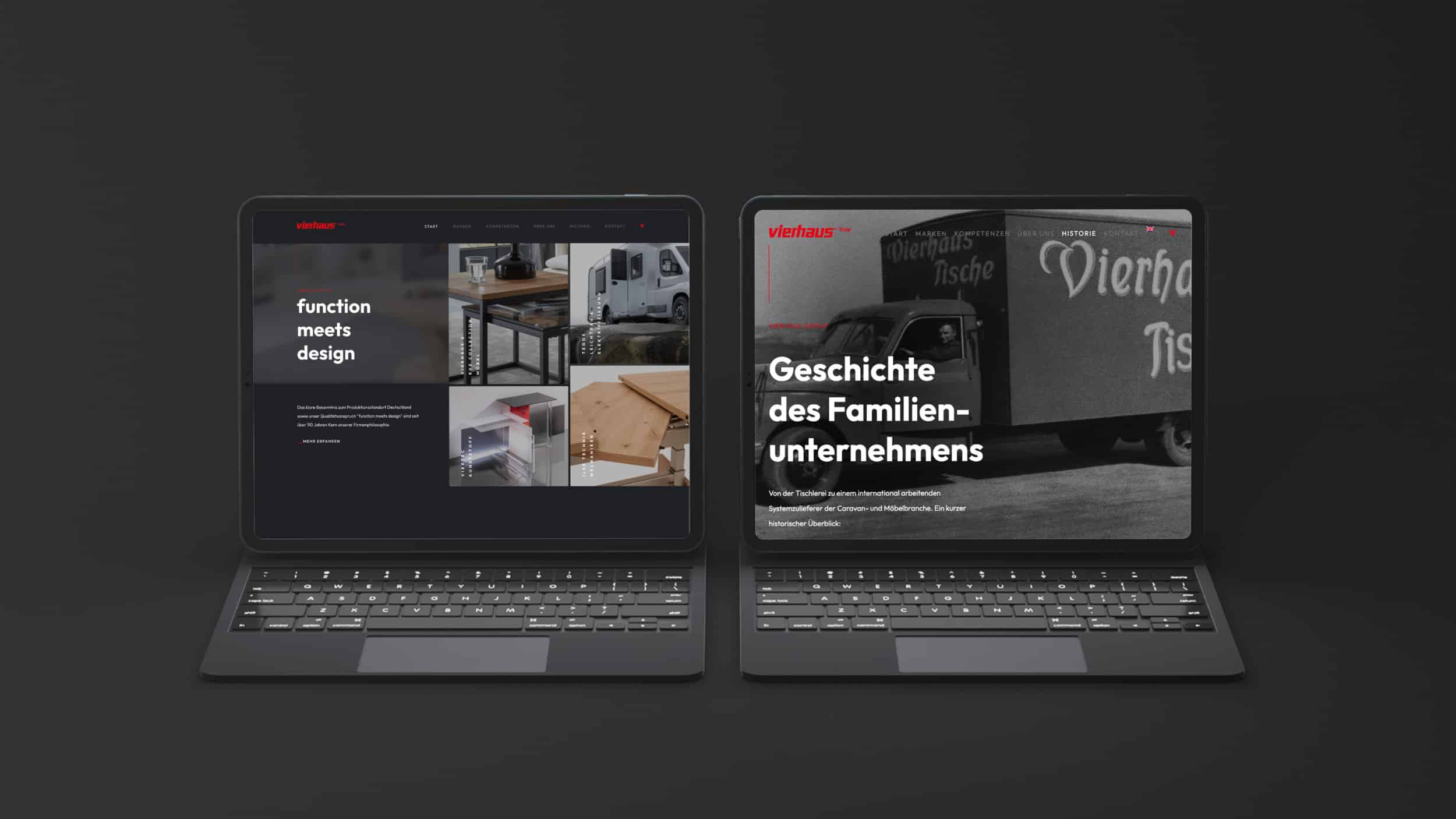 Mockups von der Website die wir für die Vierhaus Group entwickelt haben