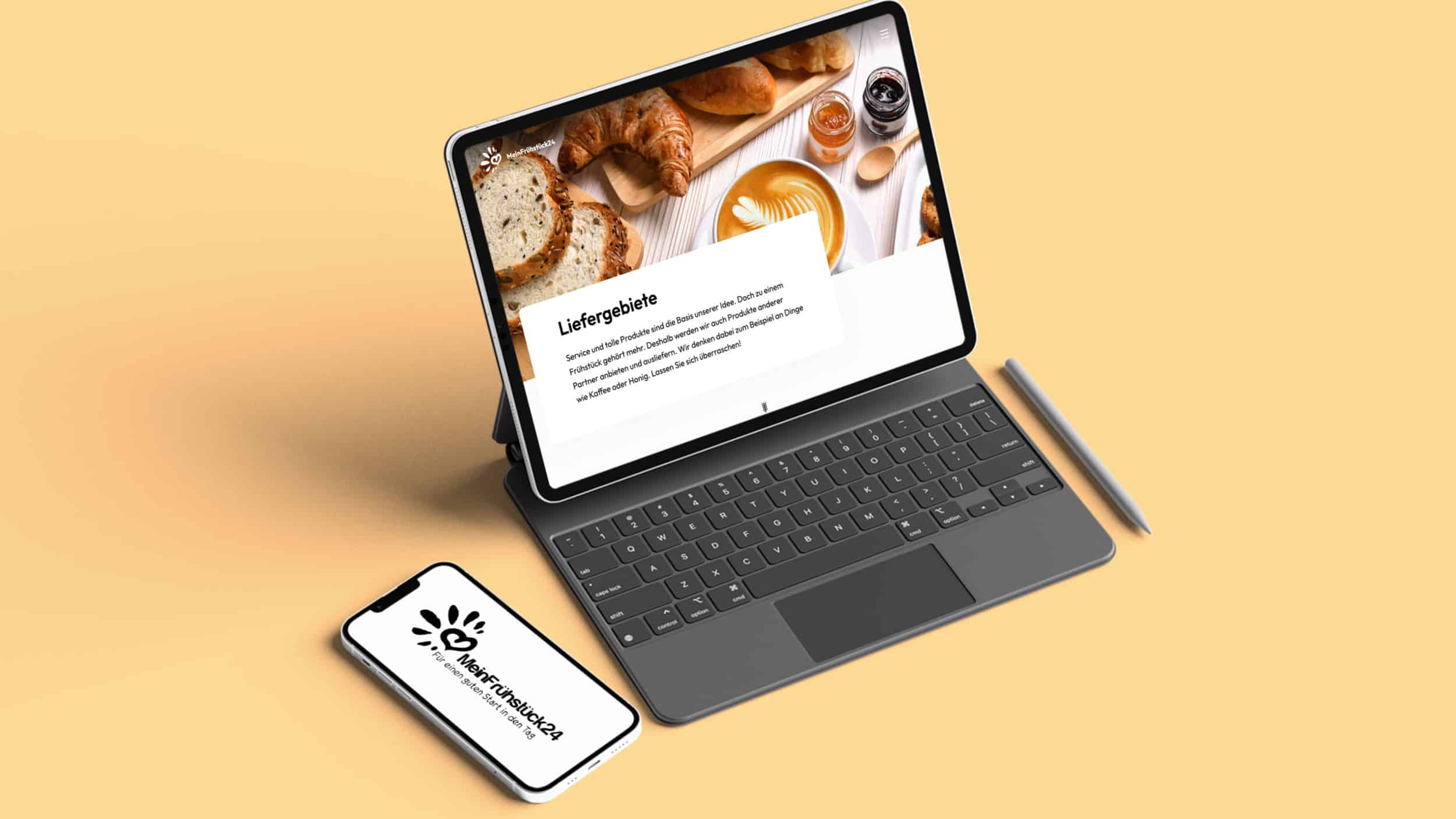 Mockups vom Webdesign der MeinFrühstück24 Website